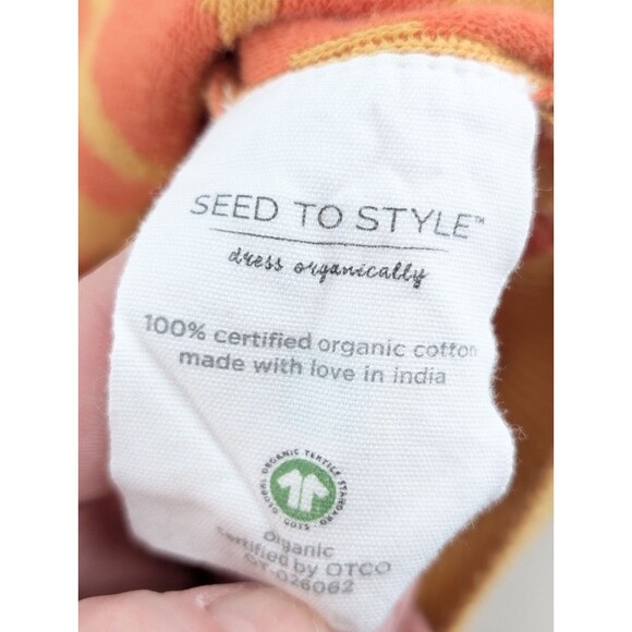 Seed to Style 100% Organic Cotton Orange Zebra Print Round Neck Sweater Size L - Picture 3 of 7